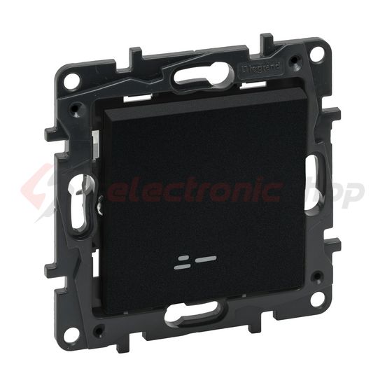 NiloéStep 101 1P kapcsoló +jelzőfény betét közp. fedéllel fekete süllyesztett rugós IP20 LEGRAND - 863511