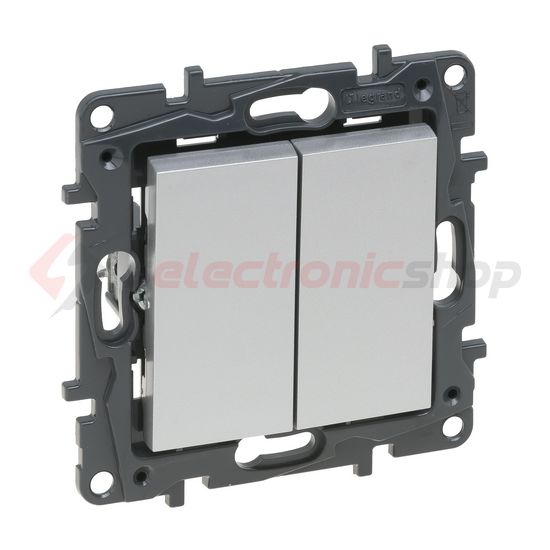 NiloéStep 105 2x1P csillárkapcsoló betét közp. fedéllel alumínium süllyesztett rugós IP20 LEGRAND - 863305