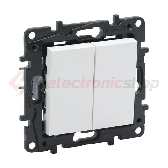 NiloéStep 105 2x1P csillárkapcsoló betét közp. fedéllel fehér süllyesztett rugós IP20 LEGRAND - 863105