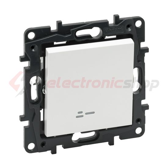 NiloéStep 106 váltókapcsoló +jelzőfény betét közp. fedéllel alumínium süllyesztett rugós LEGRAND - 863316