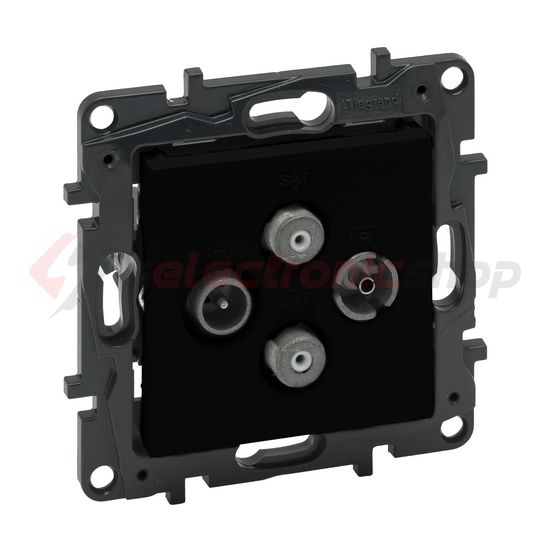 NiloéStep antenna aljzat TV-R-SAT-SAT csillagpontos 4x végzáró sülly. fekete1.5dB/860MHz LEGRAND - 863582