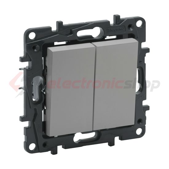 NiloéStep N101/2 kettős nyomó betét közp. fedéllel 2- billentyűs 2z alumínium IP00 LEGRAND - 863312