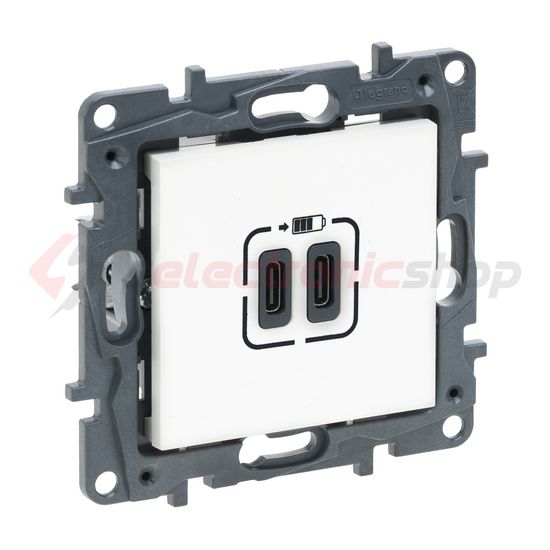 NiloéStep USB töltőaljzat C+C 3000mA/ 5V süllyesztett fehér IP40 LEGRAND - 863139