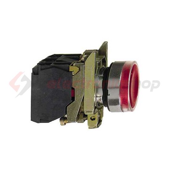 Nyomógomb komplett fém d22 világító piros/zöld lapos visszaugró 1z 1ny Harmony XB4 Schneider - XB4BW34B5