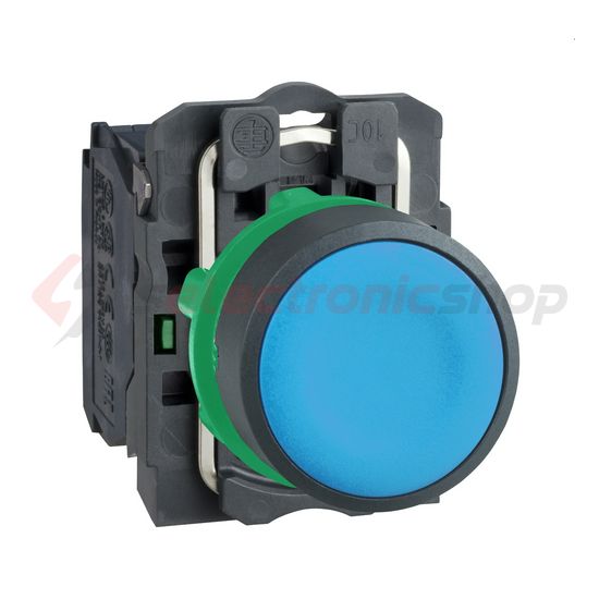 Nyomógomb komplett műa. d22 kék lapos visszaugró 1z csavaros kerek IP66 Harmony XB5 Schneider - XB5AA61
