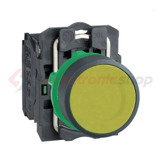 Nyomógomb komplett műa. d22 sárga lapos visszaugró 1z csavaros kerek IP66 Harmony XB5 Schneider - XB5AA51