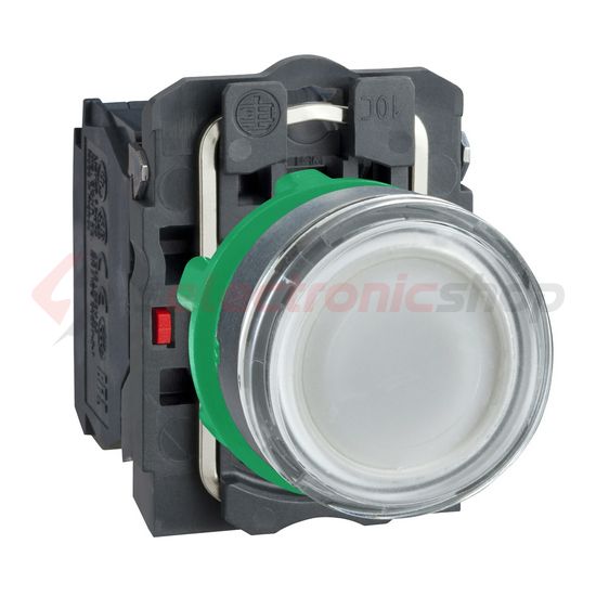 Nyomógomb komplett műa. d22 világító fehér lapos visszaugró 1z 1ny csavaros Harmony XB5 Schneider - XB5AW31M5