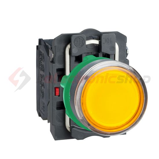 Nyomógomb komplett műa. d22 világító narancs lapos visszaugró 1z 1ny kerek Harmony XB5 Schneider - XB5AW35M5