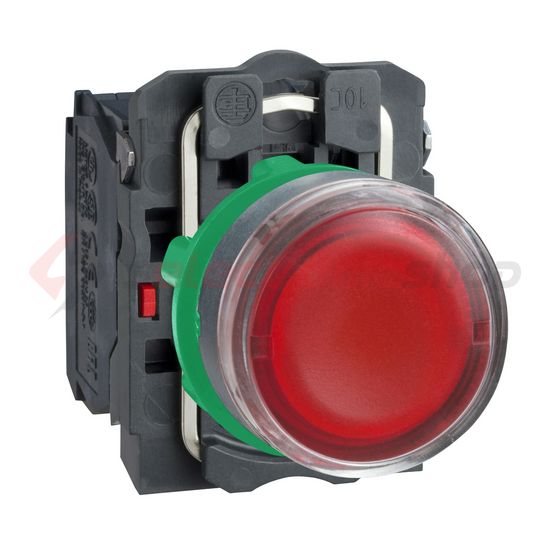 Nyomógomb komplett műa. d22 világító piros/zöld lapos visszaugró 1z 1ny Harmony XB5 Schneider - XB5AW34M5