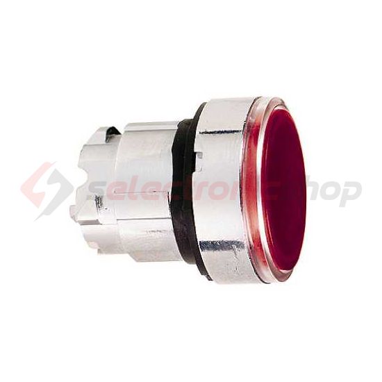 Nyomógombfej fém d22 világító lapos piros/fehér kerek visszaugró Harmony XB4 Schneider - ZB4BW343