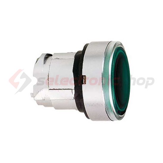 Nyomógombfej fém d22 világító lapos zöld kerek visszaugró Harmony XB4 Schneider - ZB4BW333
