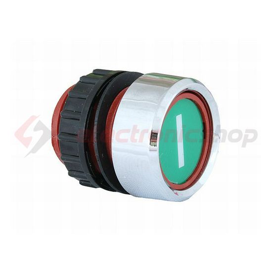 Nyomógombfej műanyag d22 I lapos zöld kerek D-12 VA Elektronika