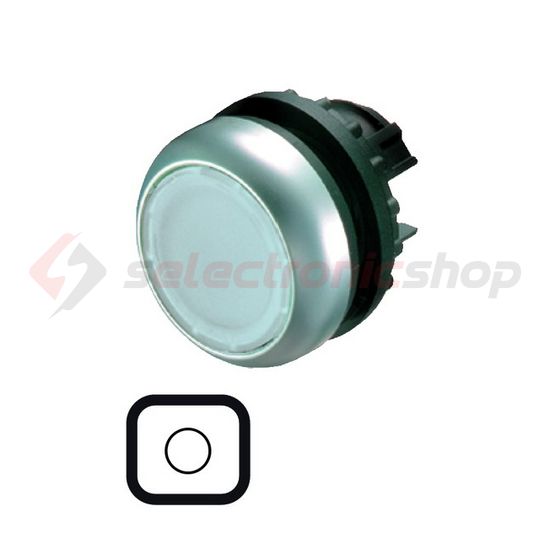 Nyomógombfej műanyag d22 világító lapos fehér kerek visszaugró M22-DL-W EATON - 216922