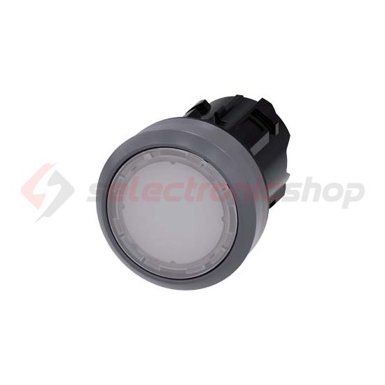 Nyomógombfej műanyag d22 világító lapos fehér visszaugró kerek SIRIUS ACT SIEMENS - 3SU1031-0AB60-0AA0