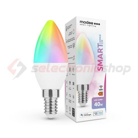 Okos LED lámpa B38 (Tuya Wi-Fi) gyertya 4,9W- 40W E14 470lm DIM 220-240V AC LED Smart Modee - MSL-C4,9WE14RGB