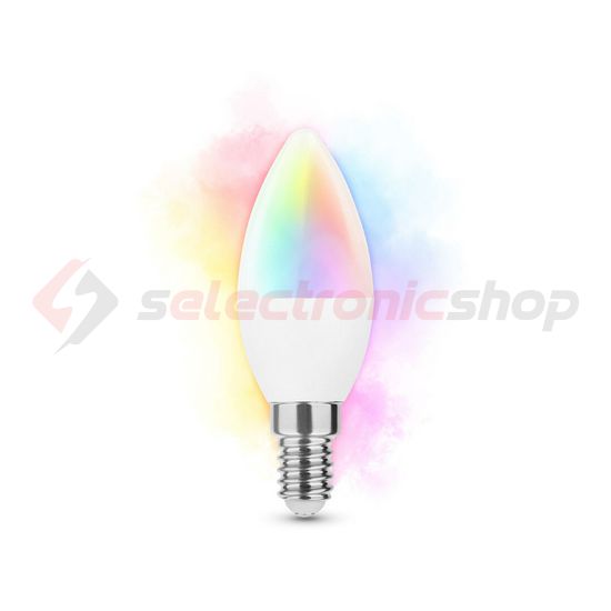 Okos LED lámpa B38 (Tuya Wi-Fi) gyertya 4,9W- 40W E14 470lm DIM 220-240V AC LED Smart Modee - MSL-C4,9WE14RGB