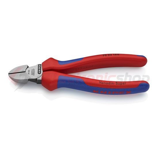 Oldalcsípő fogó 62HRC max.d4/2,8/2mm hosszított vágóél piros-kék normál 160mm KNIPEX - 7002160