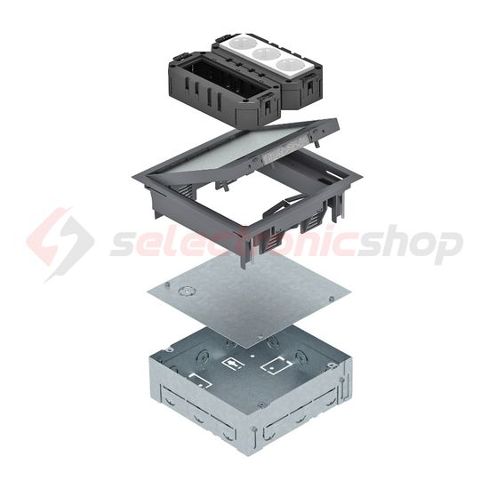 Padlódoboz komplett betonozható +3dugalj poliamid (PA) szürke UDHOME GES4 7011 OBO-BETTERMANN - 7427410