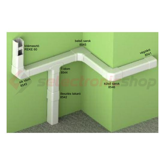 Parapetcsatorna illesztéstakaró 60X60-hoz 60mm-sz 60mm-mé műanyag szimmetrikus EKE KOPOS - 8542_HB