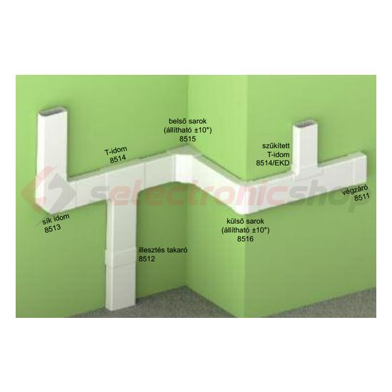 Parapetcsatorna végzáró 100X40-hez szimmetrikus 100mmx 40mm műanyag fényesfehér EKD KOPOS - 8511_HB