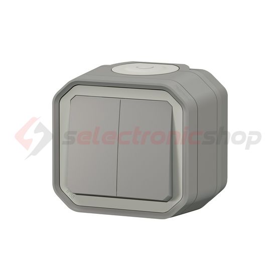 Plexo 106+6 kettős váltókapcsoló betét komplett házban szürke falonkívüli IP55 2- LEGRAND - 069715