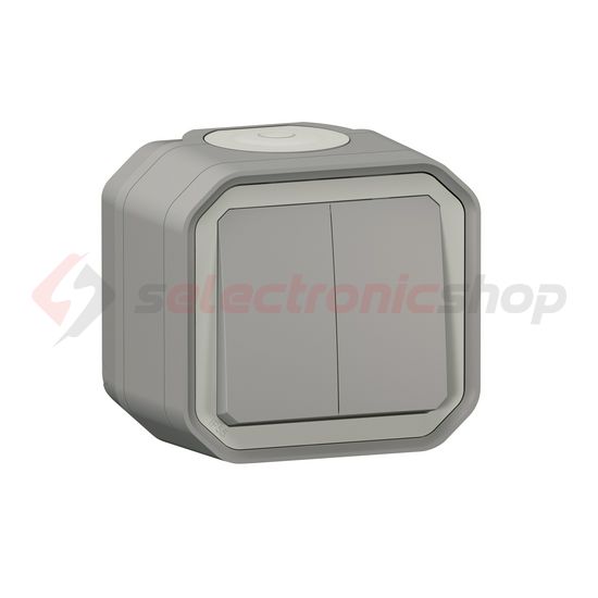 Plexo 106+6 kettős váltókapcsoló betét komplett házban szürke falonkívüli IP55 2- LEGRAND - 069715