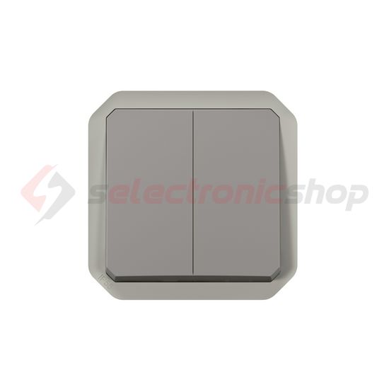 Plexo 106+6 kettős váltókapcsoló betét közp. fedéllel szürke IP55 2- billentyű/gomb LEGRAND - 069525