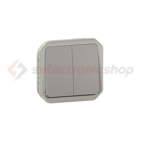 Plexo 106+6 kettős váltókapcsoló betét közp. fedéllel szürke IP55 2- billentyű/gomb LEGRAND - 069525