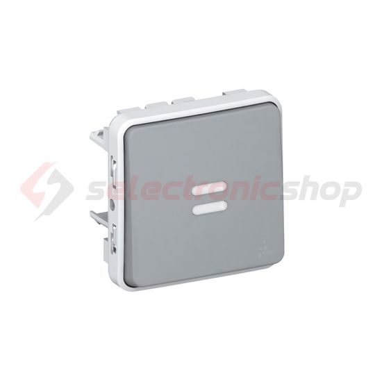 Plexo N101 nyomó betét közp. fedéllel 1- billentyűs 1ny szürke IP55 jelzőfény műanyag LEGRAND - 069542