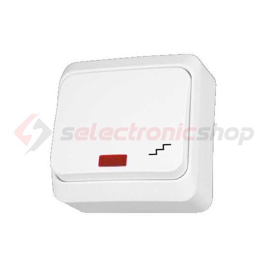 Prima 106 váltókapcsoló +jelzőfény betét komplett házban fehér falonkívüli IP20 1- Schneider - WDE001061