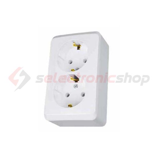 Prima 162/2 dugalj földelt fehér IP20 falonkívüli csavaros Schneider - WDE001048