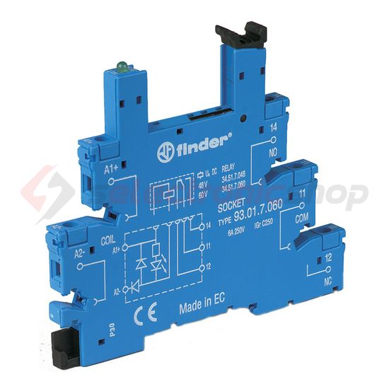 Reléfoglalat SSR csavaros DIN (kalap)sín 35mm 93.01.0.024 FINDER - 93010024