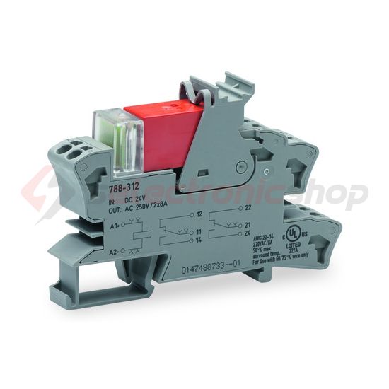 Relémodul aljzattal 8A 2-v rugószorításos 24VDC monostabil IP20 WAGO - 788-312