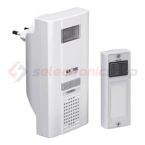 RF dallamcsengő szett 16dallam vaku dugaljba 500m-hatótáv 80dB fehér műanyag MISTRAL 400M GROTHE - 43310