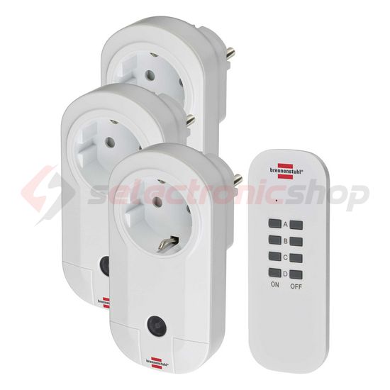 RF készlet 3dugaljadapter+1távirányító 1000W 25m 230VAC-táp fehér 433MHz ComfortLine LECTRA - 1507040