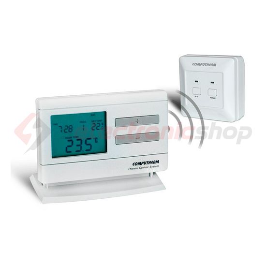 RF szobatermosztát programozható LCD (2xAA1,5V-elemes) +vevő digitális 5-40°C 6A 230V QUANTRAX - Q7RF