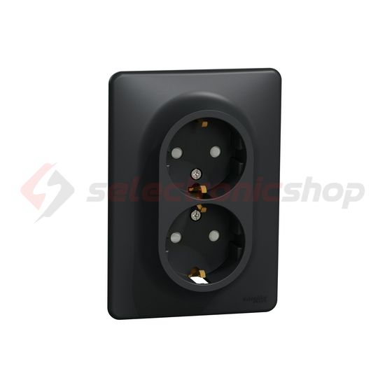 SednaÚj 162/2 dugalj földelt gyerekzárral antracit IP20 süllyesztett csavaros Schneider - SDD314221