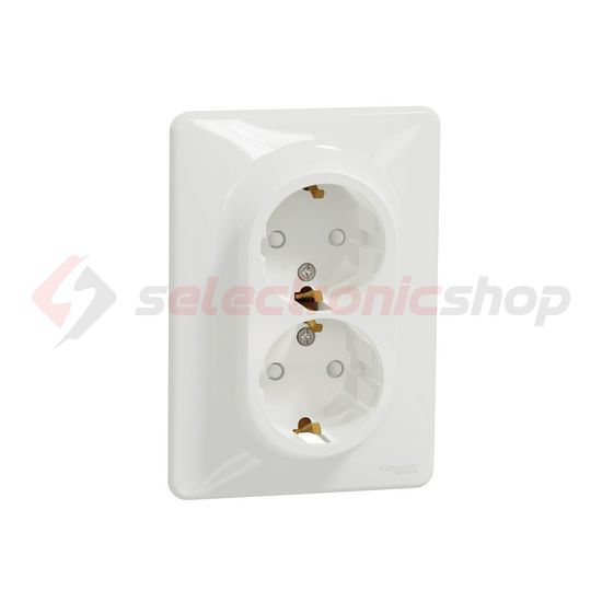 SednaÚj 162/2 dugalj földelt gyerekzárral fehér IP20 süllyesztett csavaros Schneider - SDD311221