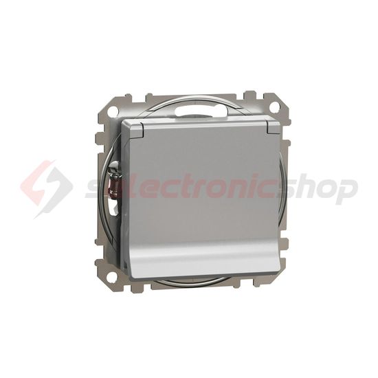 SednaÚj 162 dugalj földelt csapófedéllel gyerekzárral alumínium IP20 süllyesztett Schneider - SDD113023