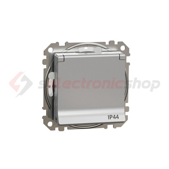 SednaÚj 162 dugalj földelt csapófedéllel gyerekzárral alumínium IP20 süllyesztett Schneider - SDD213023