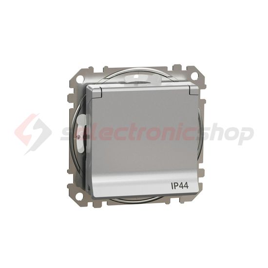 SednaÚj 162 dugalj földelt csapófedéllel gyerekzárral alumínium IP20 süllyesztett Schneider - SDD213024