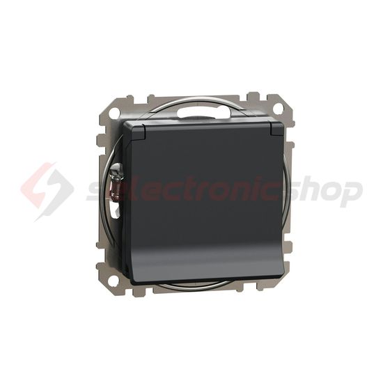 SednaÚj 162 dugalj földelt csapófedéllel gyerekzárral antracit IP20 süllyesztett Schneider - SDD114023