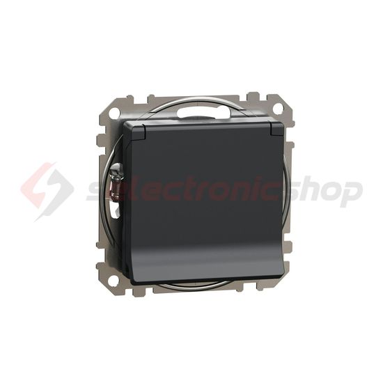 SednaÚj 162 dugalj földelt csapófedéllel gyerekzárral antracit IP20 süllyesztett Schneider - SDD114024