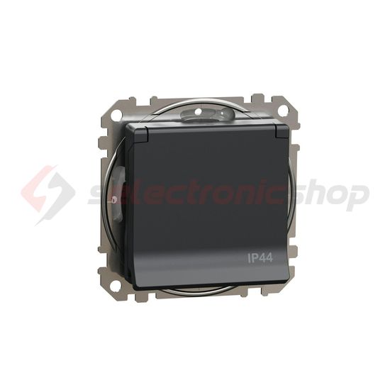 SednaÚj 162 dugalj földelt csapófedéllel gyerekzárral antracit IP44 süllyesztett Schneider - SDD214024