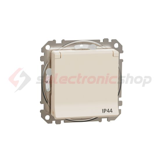 SednaÚj 162 dugalj földelt csapófedéllel gyerekzárral bézs IP20 süllyesztett csavaros Schneider - SDD212023