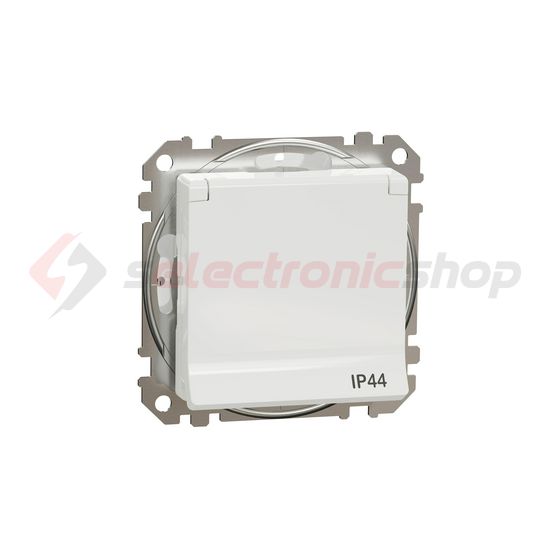 SednaÚj 162 dugalj földelt csapófedéllel gyerekzárral fehér IP44 süllyesztett Schneider - SDD211024