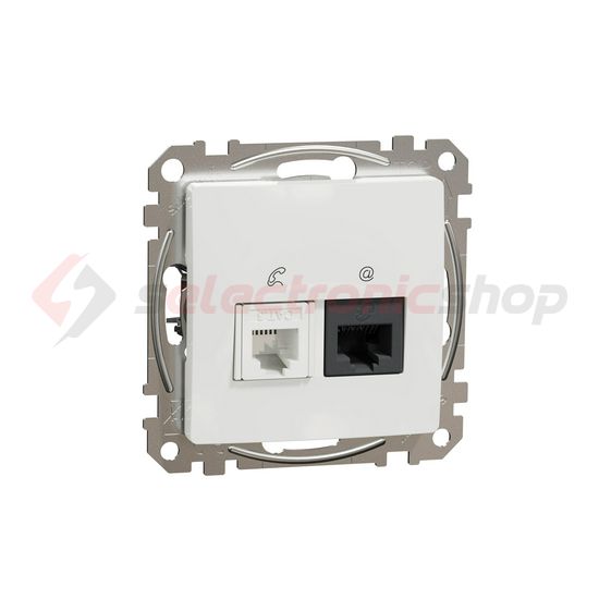 SednaÚj adatcsatlakozó betét közp. fedéllel RJ45/RJ11 Cat6 műanyag fehér Schneider - SDD111468