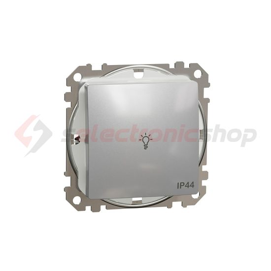 SednaÚj N101 nyomó betét közp. fedéllel 1- nyomógomb alumínium lámpa IP44 jelzőfény Schneider - SDD213132