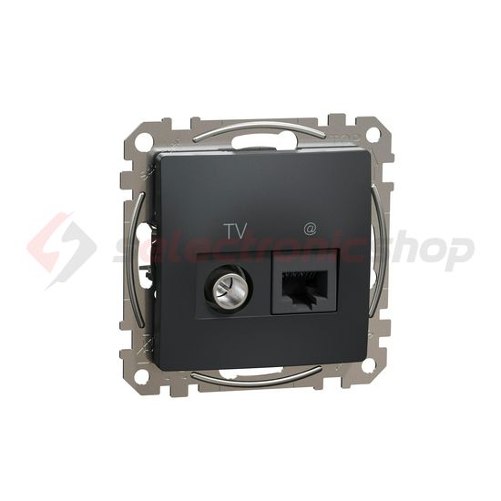 SednaÚj TV 1xKoax 1xRJ45 lakkozott matt antracit csavaros Cat6 Schneider - SDD114469T