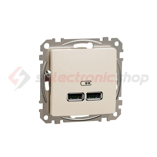 SednaÚj USB töltőaljzat A+A 2-ki 2400mA-max. 5V süllyesztett bézs Schneider - SDD112401